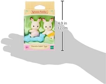 Sylvanian Families Chocolate Rabbit Twins Set - 3-Piece Playset with Posable Figures & Ride-On Toy