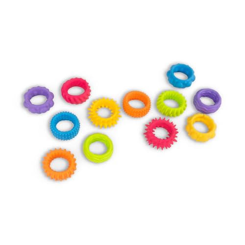 Sensory Fidget Rings - 12-Pack Tactile Stress Relief for Focus, 3 Years and Up