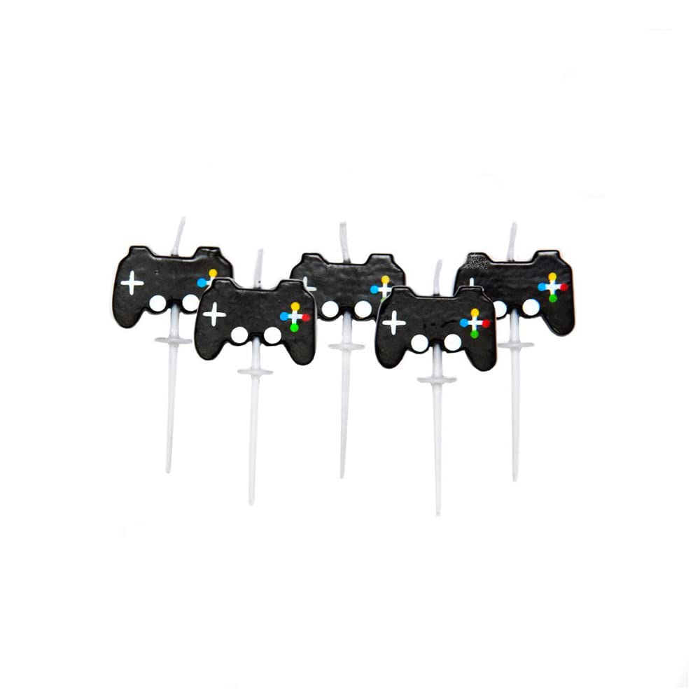 Anniversary House Gaming Controller Cake Topper Candles - Pack of 5, Black