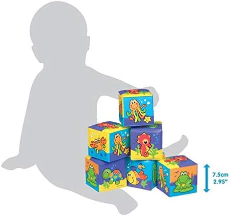 Playgro Bathtime Soft Blocks - 6-Piece Stacking Set with Animal Figures for 6 Months+