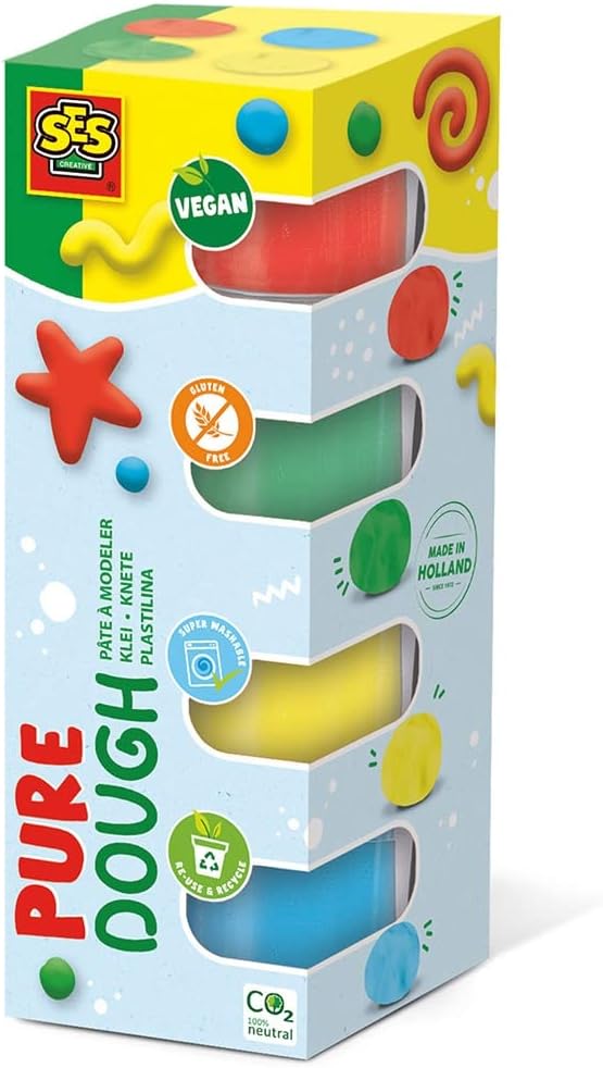 SES Creative Feel Good Dough Pure - 4-Pack Sensory Play Dough for Toddlers & Kids