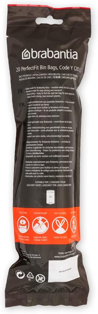 Brabantia - PerfectFit Bin Liners Multipack (Size Y/20 Litre) Thick Plastic