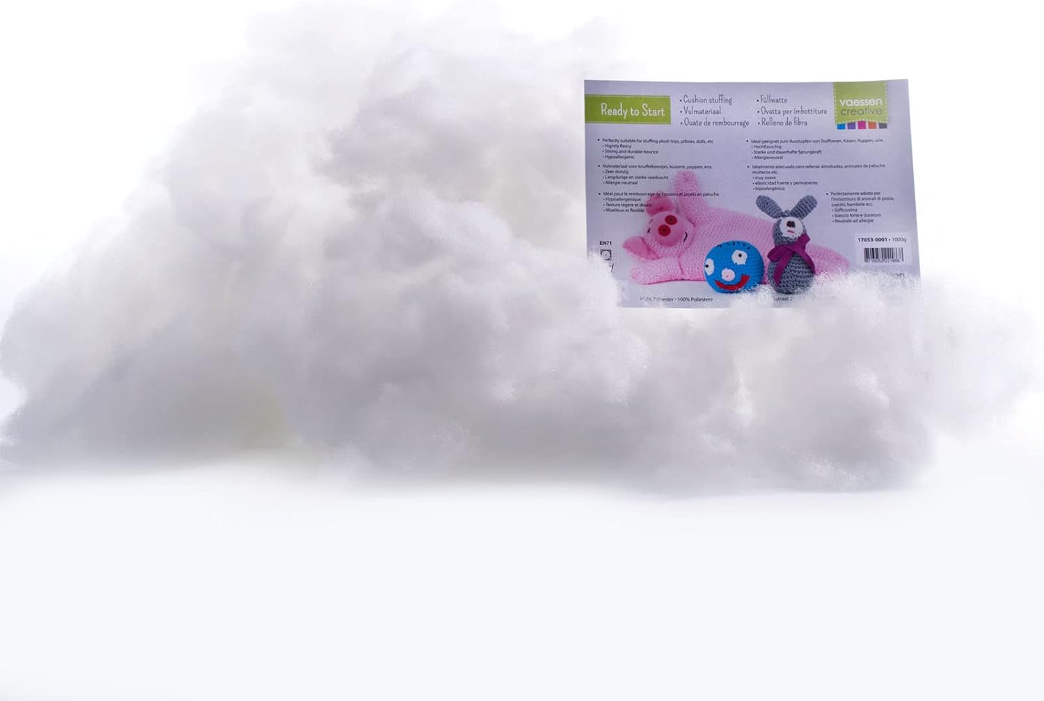 Vaessen Creative Fluffy Polyester Filling - Soft Craft Stuffing for Plush Toys, Pillows & DIY Projects