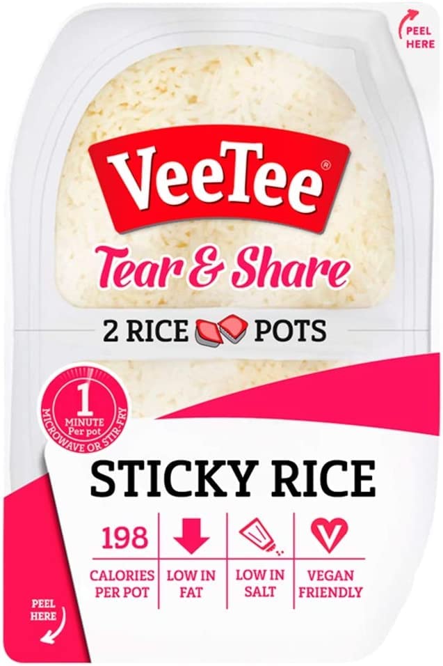 Veetee Sticky Rice Pots - Steam Filtered Short Grain Rice, 2x130g