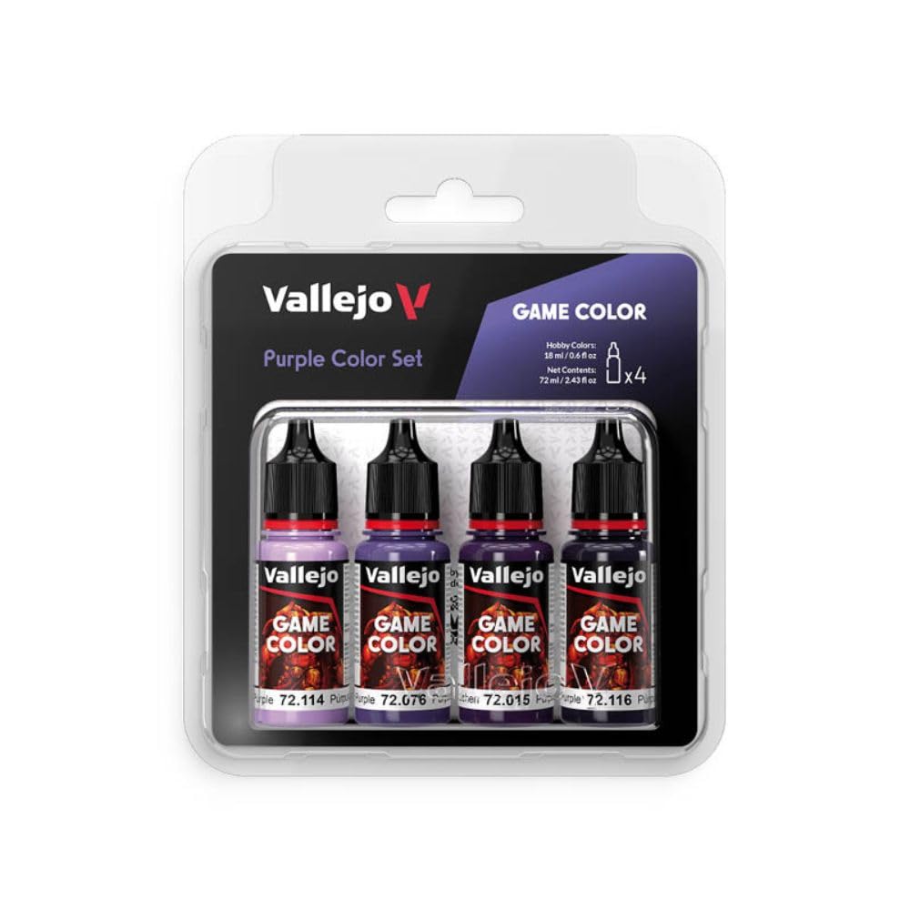 Vallejo AV Game Color Set - Purple Colors (x4) - Acrylic Paints for Model Building, Ages 14+