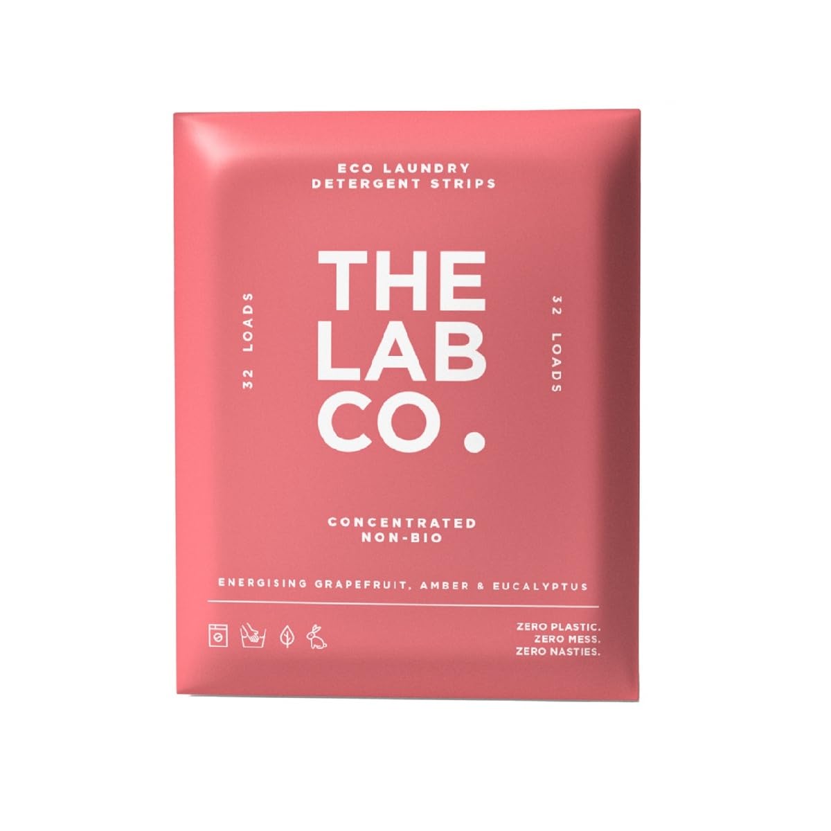 The Lab Co. - Laundry Detergent Strips (32 Loads, Non-Bio, Sensitive Skin, Energising Grapefruit Amber Eucalyptus)