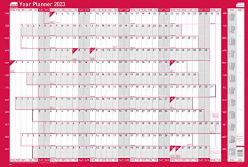 Sasco - 2023 Compact Year Wall Planner Landscape with Wet Wipe Pen & Sticker Pack Wall Calendar