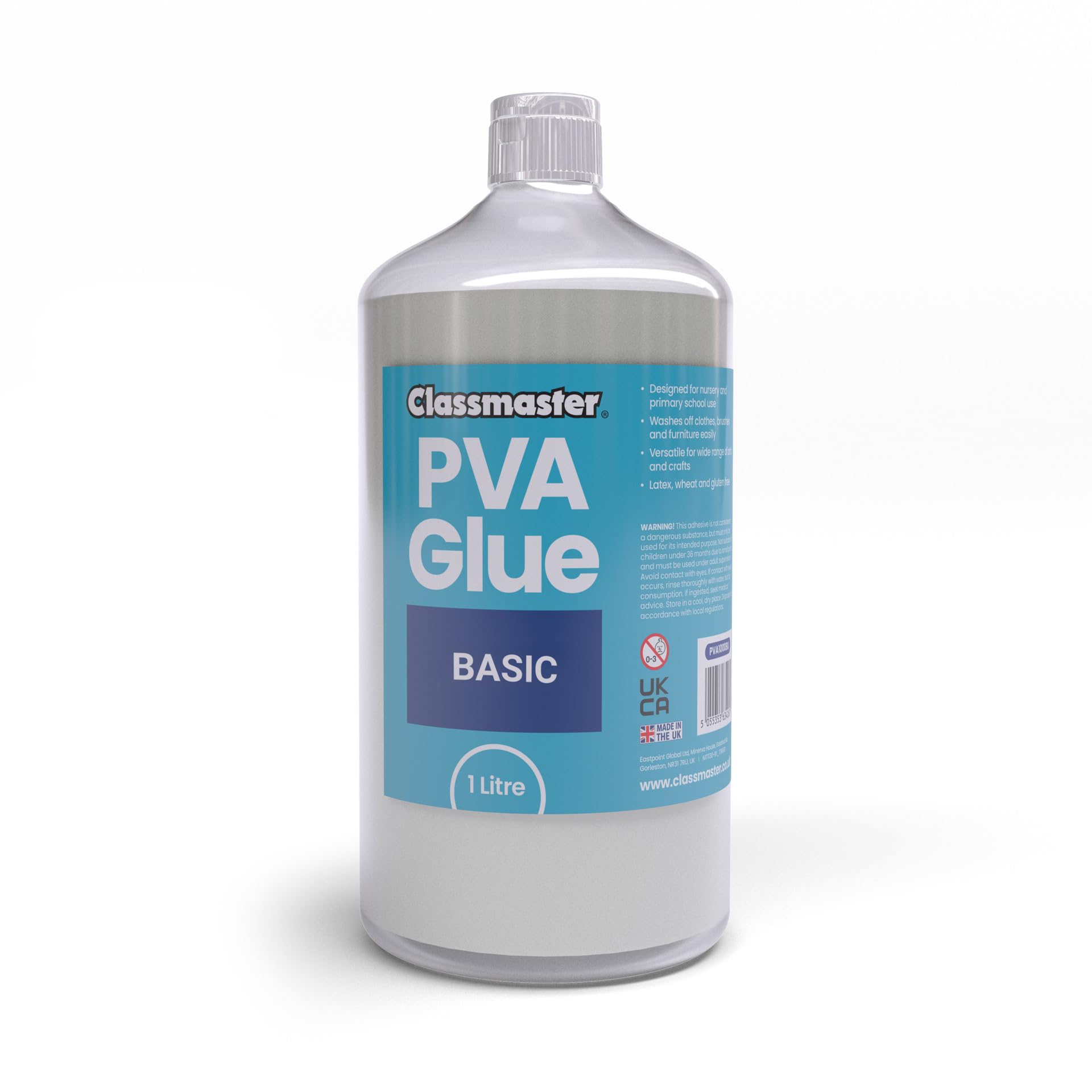 Classmaster PVA Glue - 1 Litre - Washable & Non-Toxic for Kids' Crafts