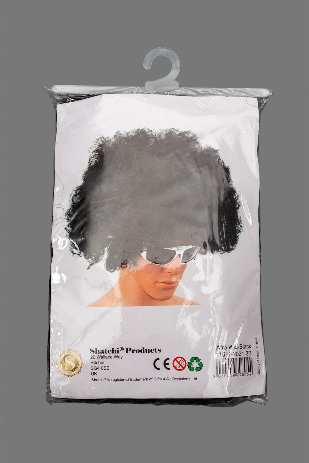SHATCHI Afro Wig Curly Bouncy Black for 60s 70s 80s Theme Party Costume Disco Dress Up