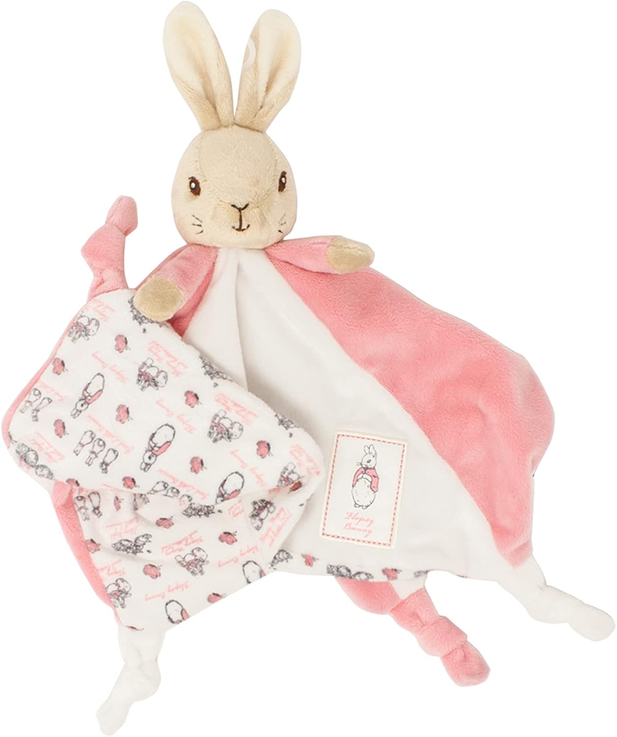 Beatrix Potter Flopsy Bunny Comfort Blanket - Plush Teddy & Soft Pink Baby Comforter