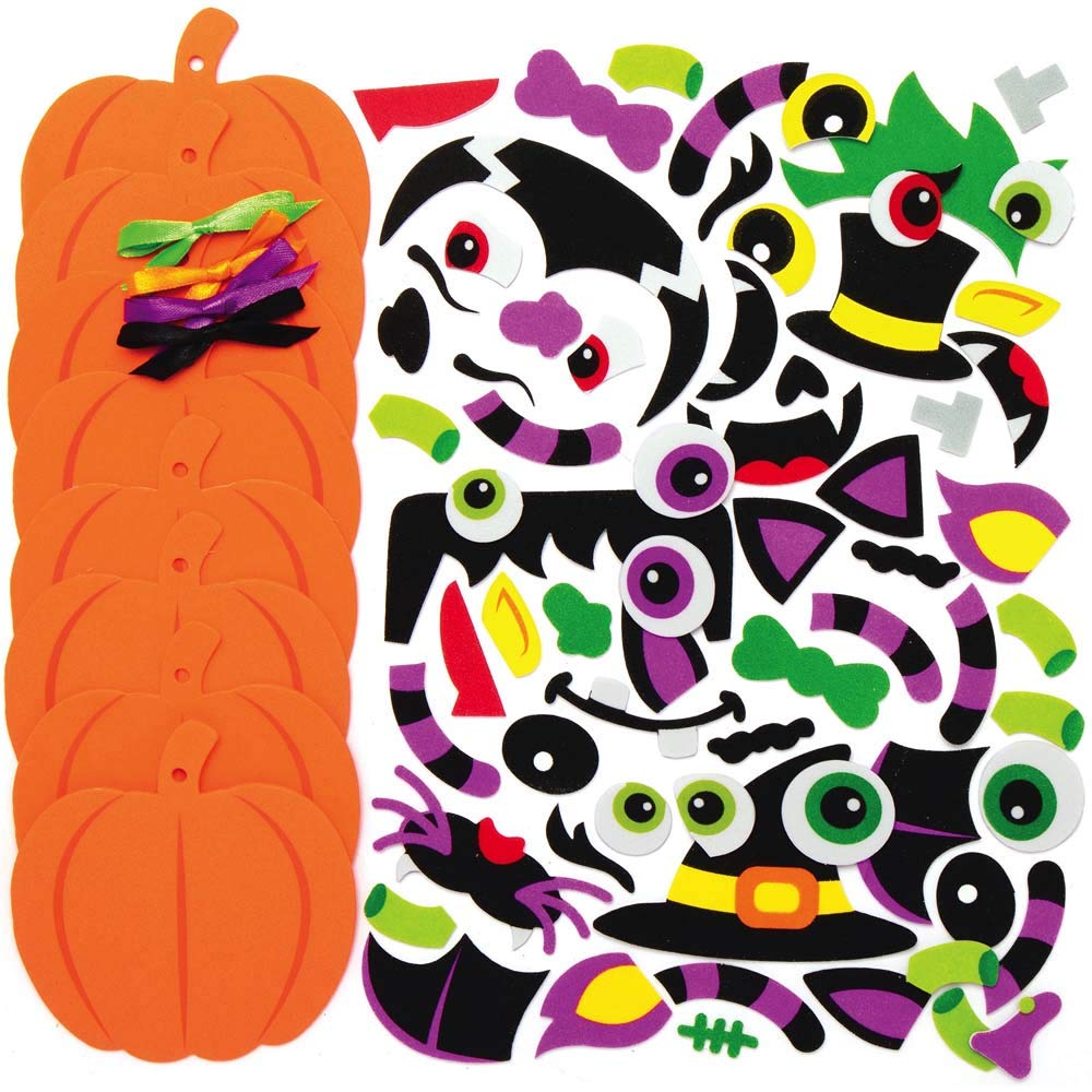 Baker Ross Pumpkin Mix and Match Halloween Decoration Craft Kits - Pack of 8