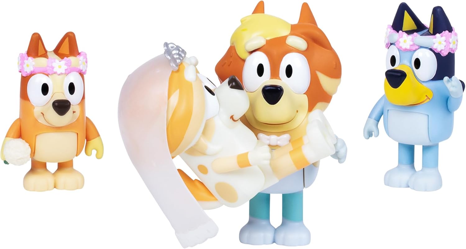 Bluey Figure 4-Pack Wedding Time - Uncle Rad and Frisky with Bluey and Bingo