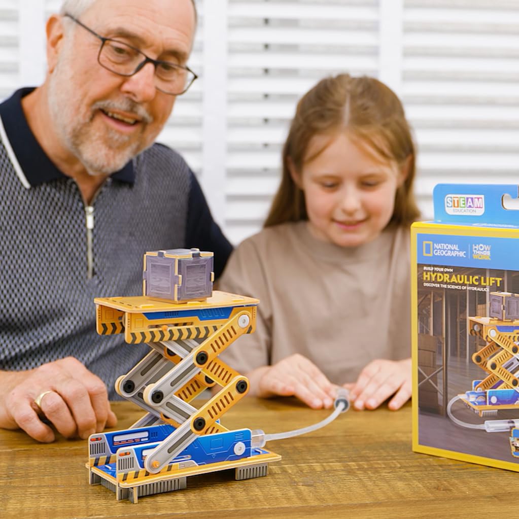 National Geographic Hydraulic Lift Educational Kit - Build Your Own STEM Toy for Ages 5+
