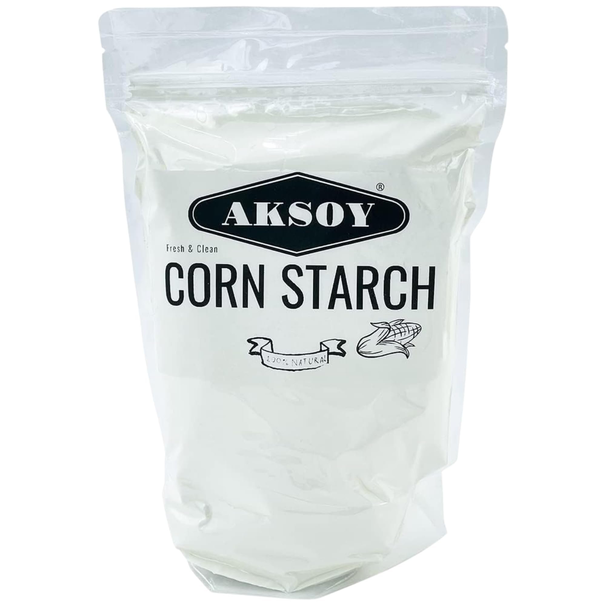 AKSOY 100% Pure Corn Starch | 1.25 KG Resealable Pouch | Non-GMO, Vegan Thickener for Gravy, Sauces, Baking & Puddings
