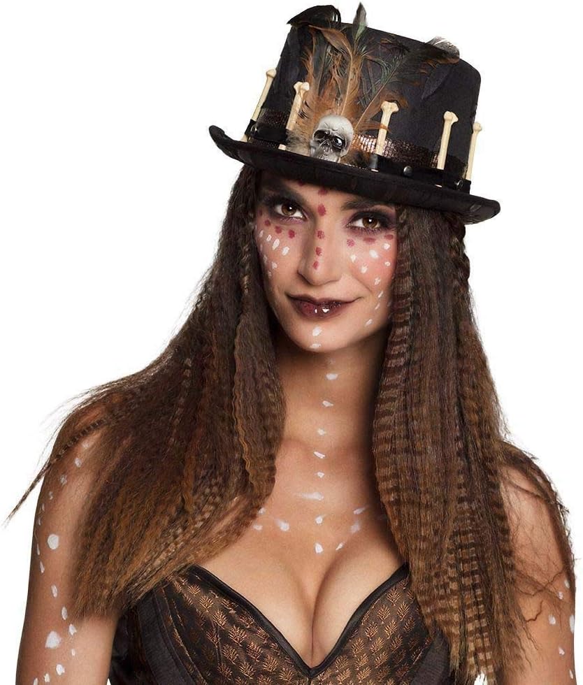 Boland Voodoo Nana Hat with Bones and Feathers, Black, One Size