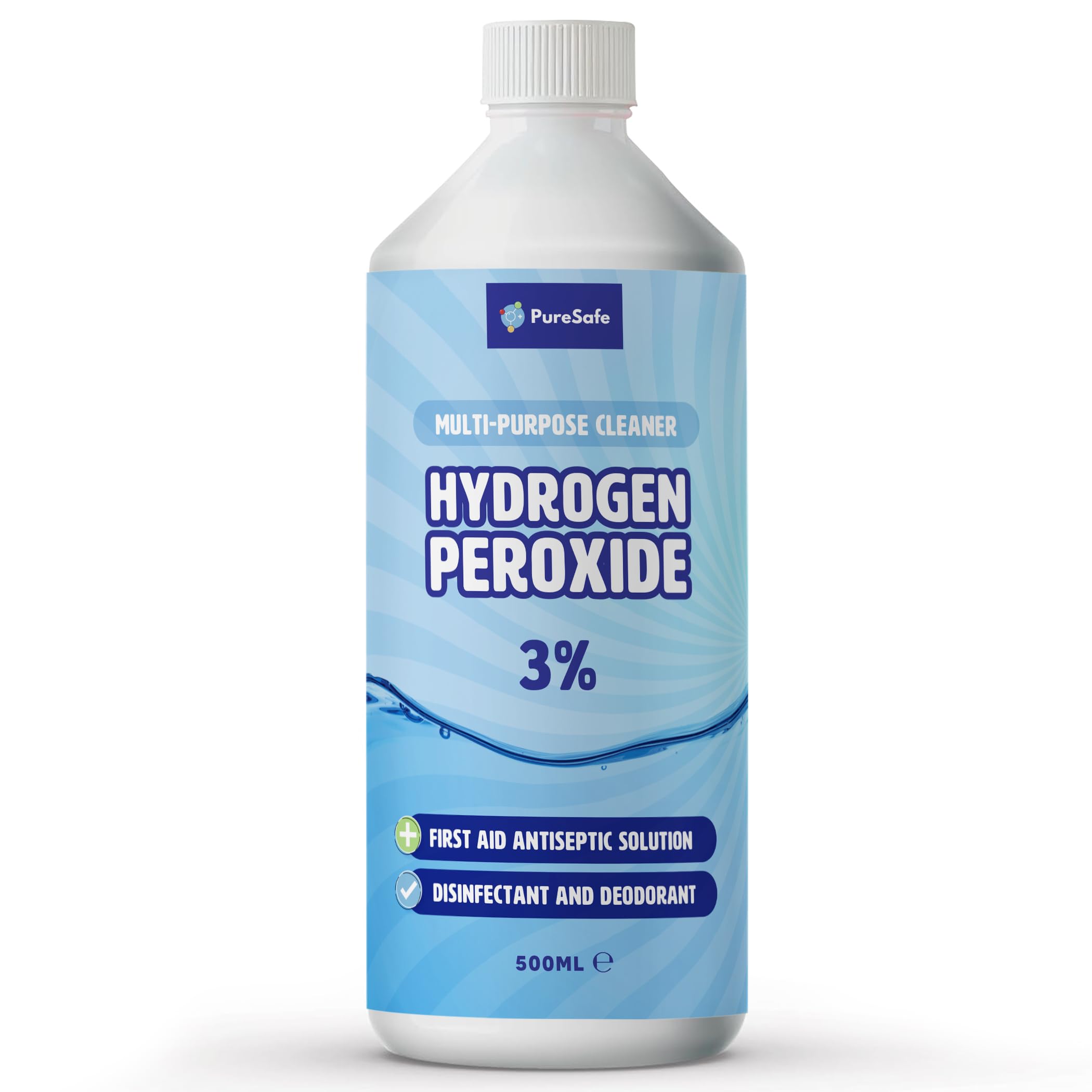 Pure Safe - Hydrogen Peroxide 3% Solution 500ml – Multi-Purpose Disinfectant Cleaner