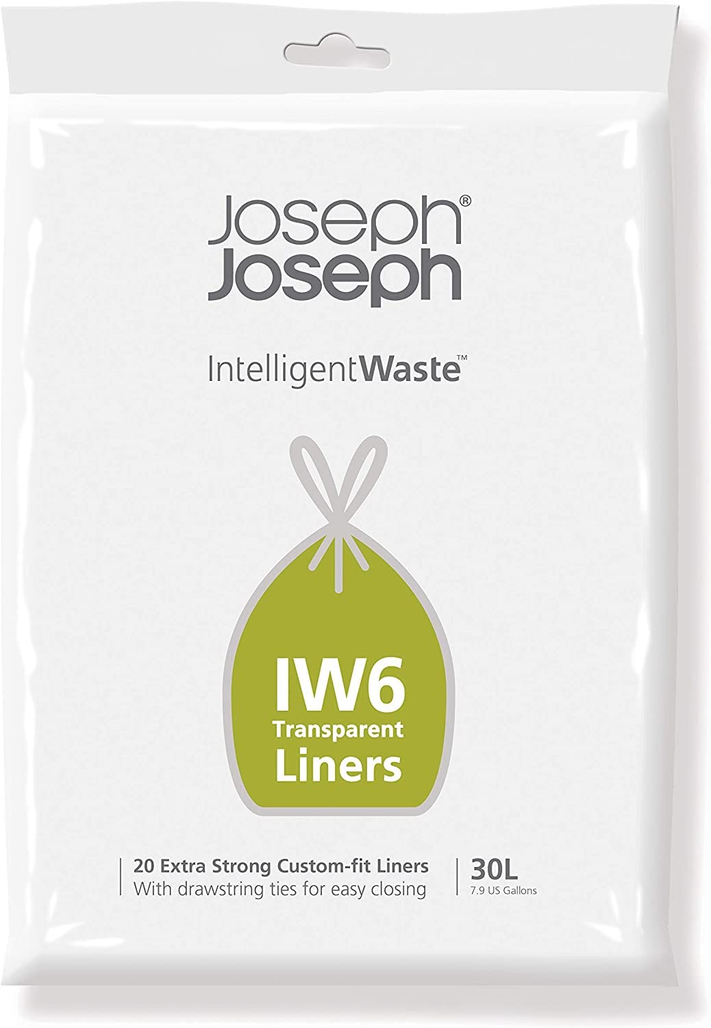 Joseph Joseph IW6 30-Litre Drawstring Bin Liners (20 Pack) - Transparent