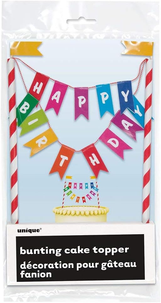 Rainbow Birthday Cake Bunting Topper - Happy Birthday Cake Decoration