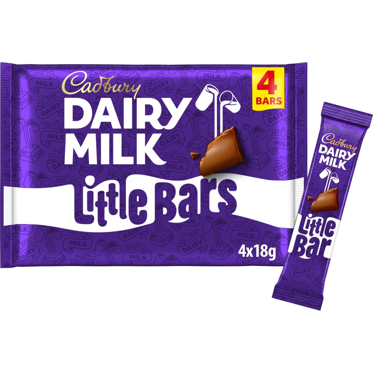 Cadbury Dairy Milk Chocolate Little Bars, 18g (Pack of 4)