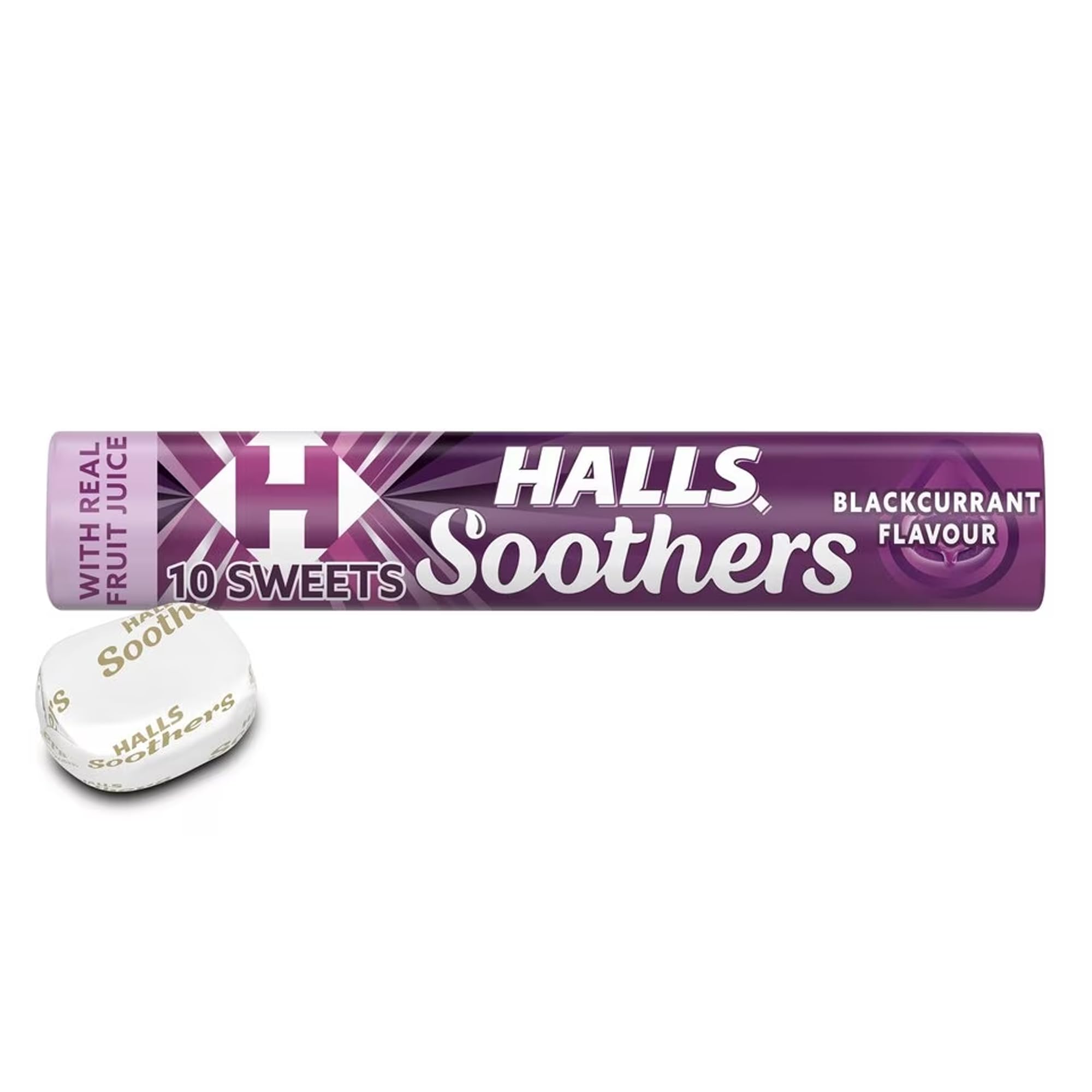 HALLS Soothers Blackcurrant Flavoured Lozenges with Real Fruit Juice, 45 g