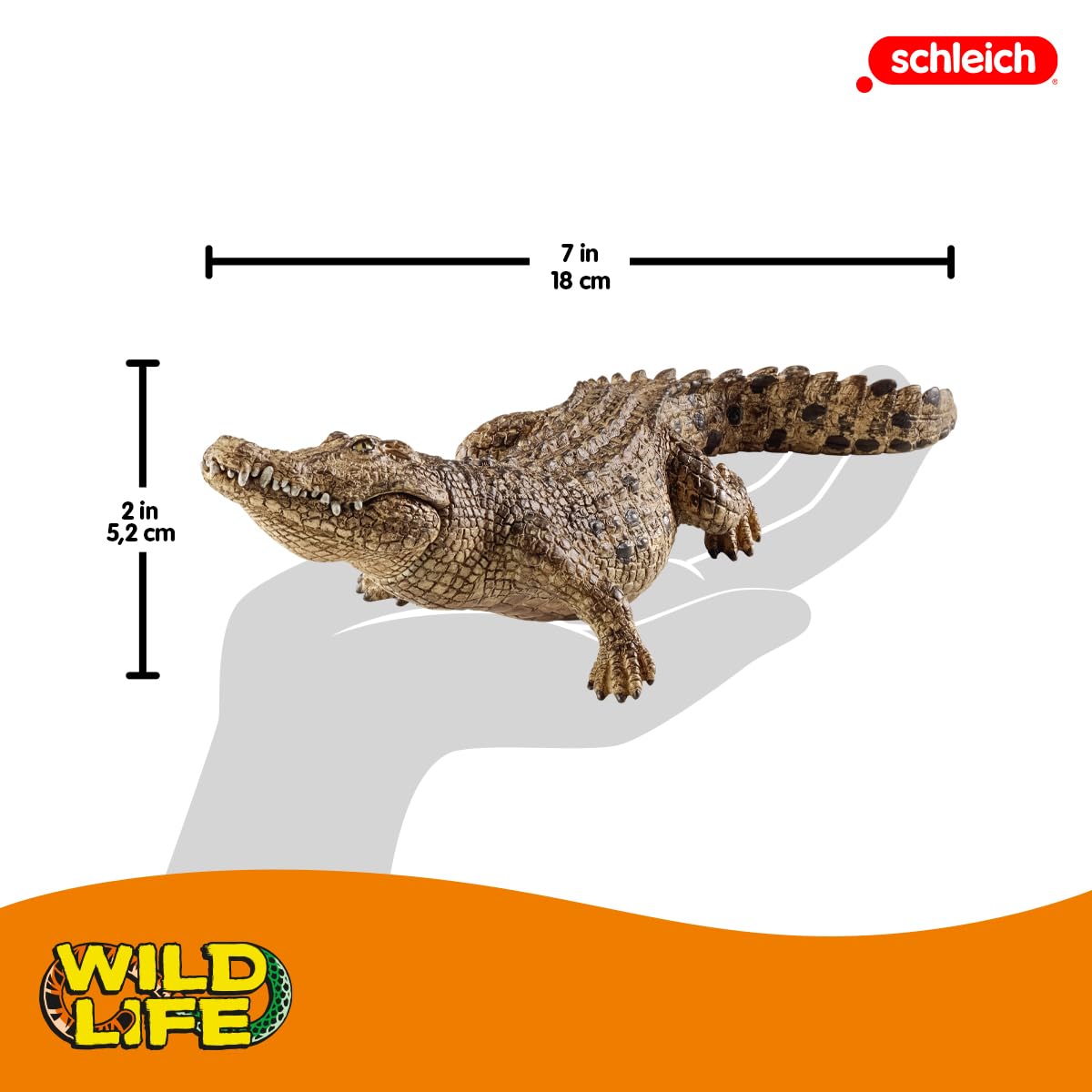 Schleich 14736 Crocodile with Movable Jaw - Wild Life Animal Figurine for Kids 3-8 Years