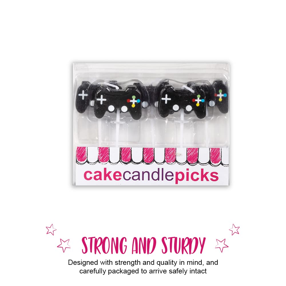 Anniversary House Gaming Controller Cake Topper Candles - Pack of 5, Black