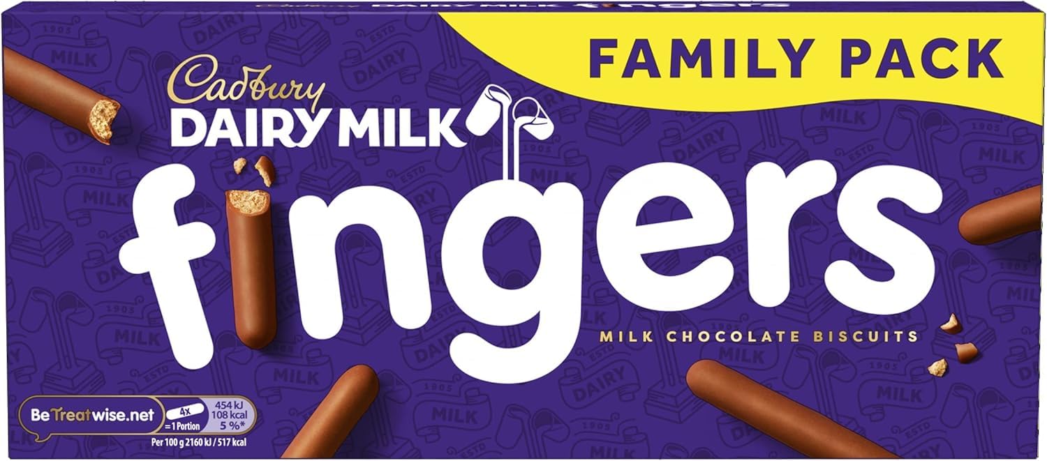 Cadbury Dairy Milk Fingers Milk Chocolate Biscuits, Crunchy Biscuit Fingers Coated in Smooth Chocolate