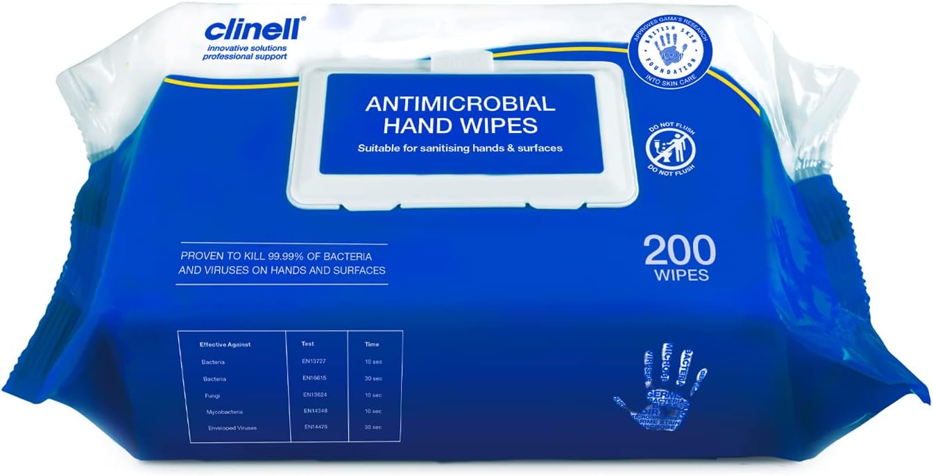 Clinell - Antibacterial Hand Wipe for Hands and Surfaces CAHW200