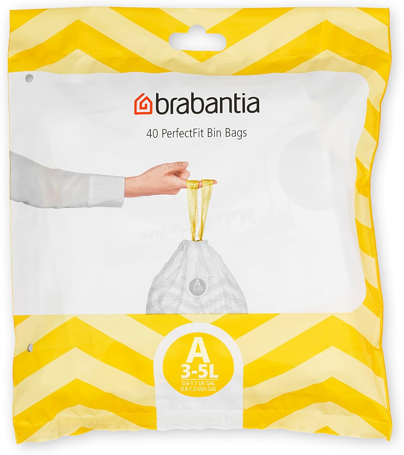 Brabantia - PerfectFit Bin Liners (Size A/3 Litre) Thick Plastic Trash Bags with Tie-Tape