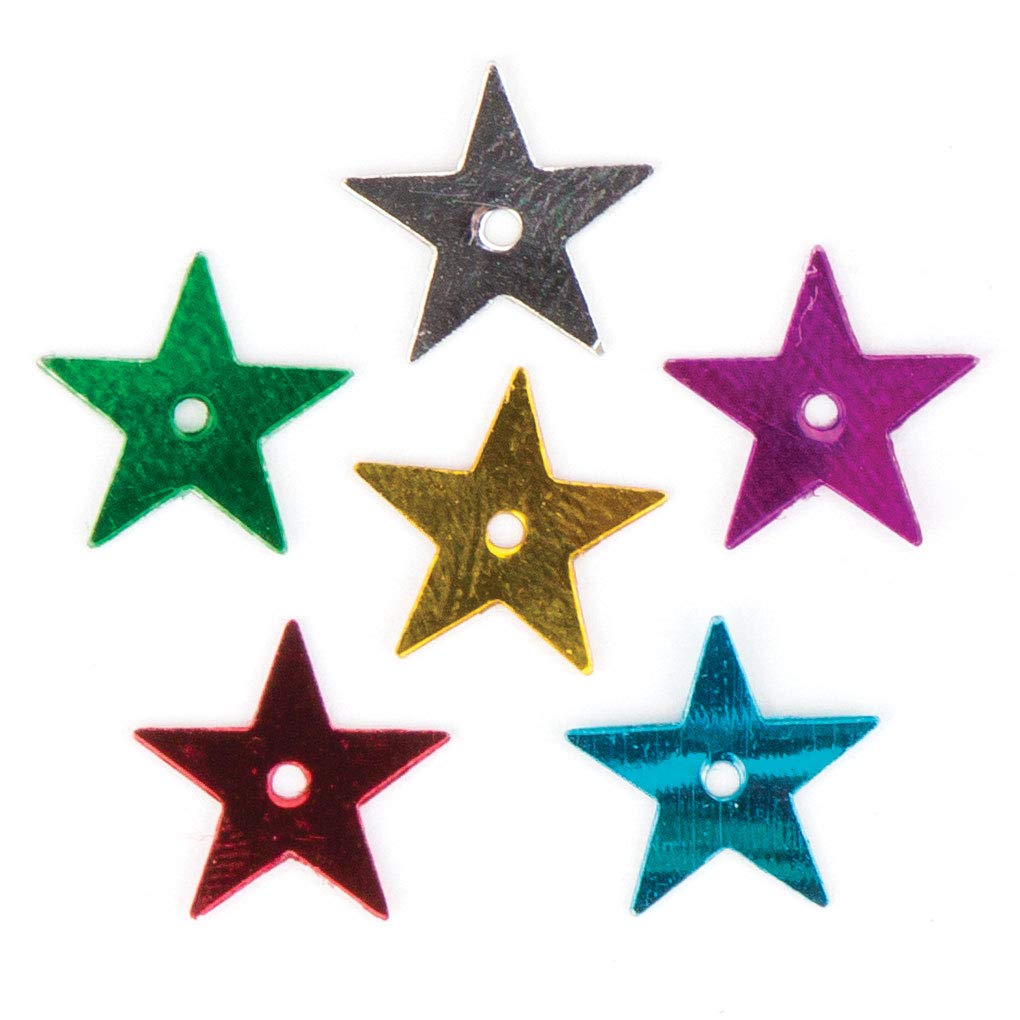Baker Ross Star Shaped Sequins for Kids - 90g Assorted Coloured Craft Sequins (AV867)