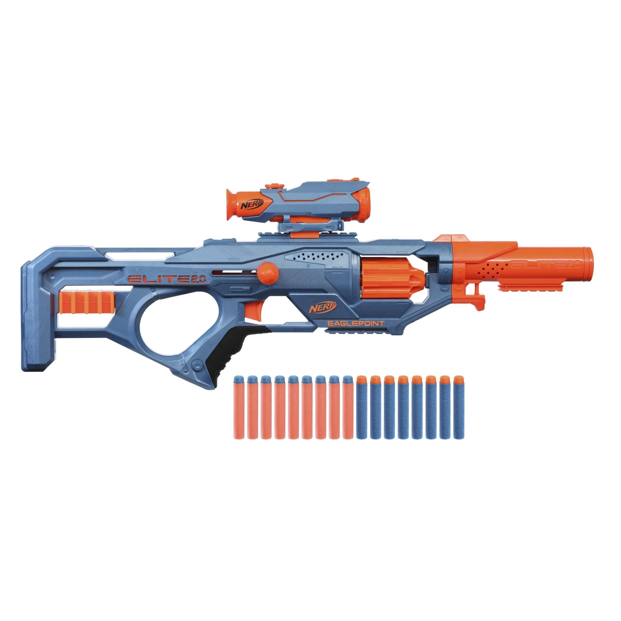 Nerf Elite 2.0 Eaglepoint RD-8 Blaster - 8-Dart Drum, Detachable Scope, 16 Darts, Bolt Action