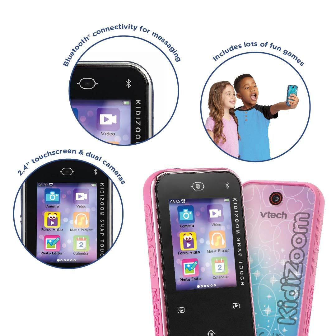 VTech KidiZoom Snap Touch Pink - 5MP Camera Kids Toy with Touchscreen & Games