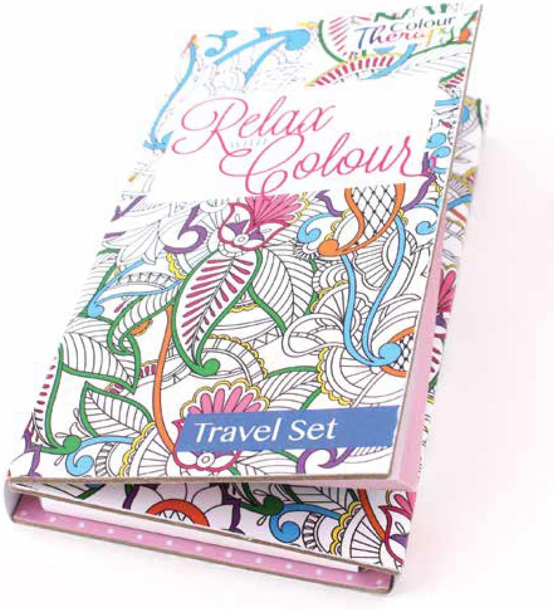 Colour Therapy Travel Colouring Kit - 12 Pencils & Two Pads for On-the-Go Creativity