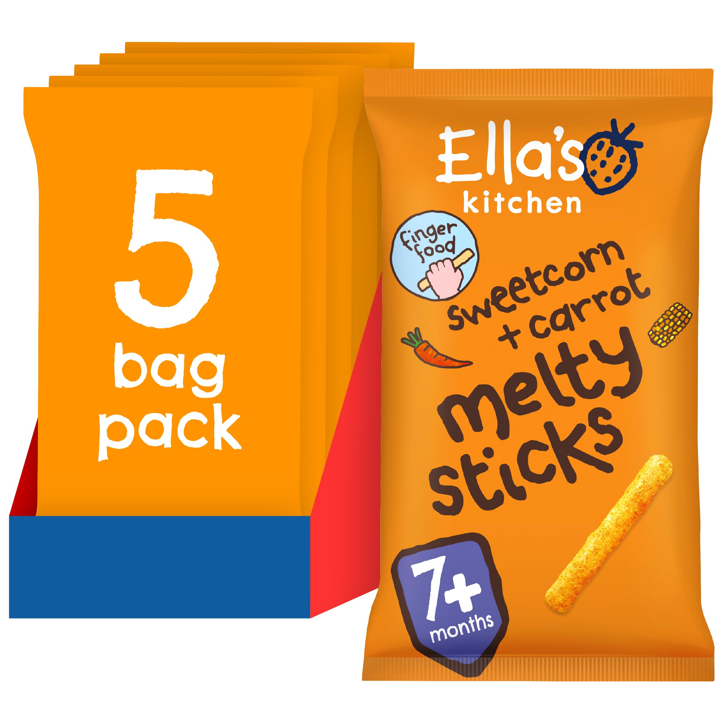Ella's Kitchen Organic Sweetcorn & Carrot Melty Sticks (5 x 16g)