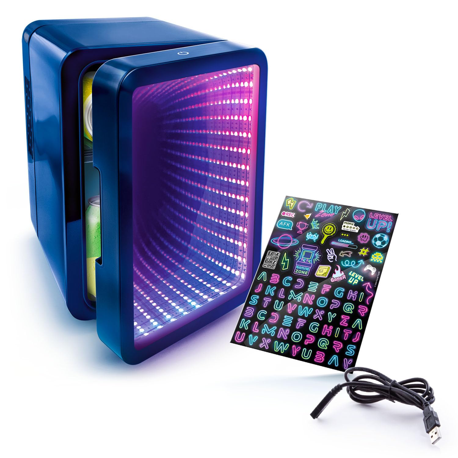 So Chill Mini Fridge with Infinity LED Effect - USB Powered Portable Cooler for Teens & Gamers
