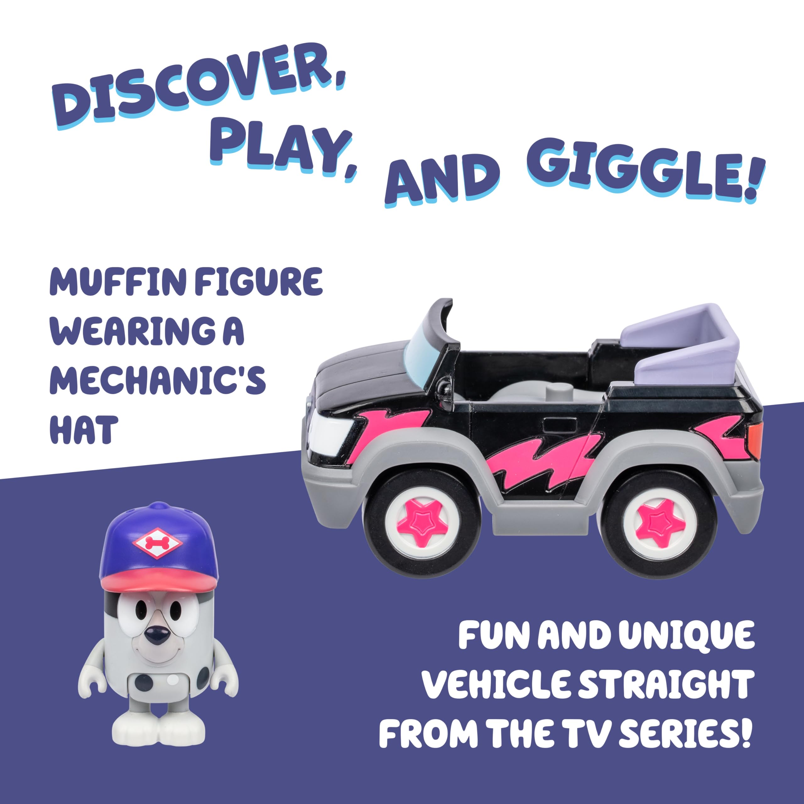 Bluey Pizza Girls Car with Muffin Figure - Vehicle Playset for Kids 3+
