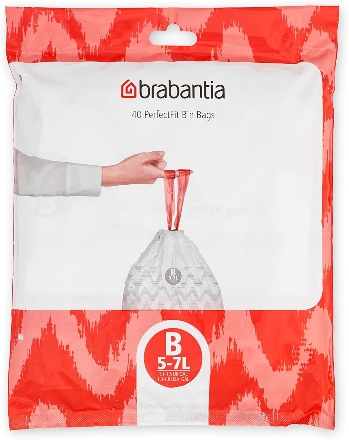 Brabantia - PerfectFit Bin Liners (Size B/5 Litre) Thick Plastic Trash Bags with Tie-Tape