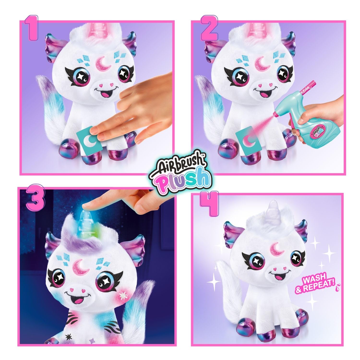 Airbrush Plush Light Up Cosmic Unicorn – Personalize & Decorate with Airbrush Tool