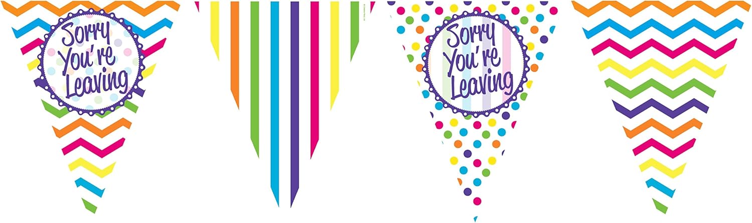Creative Party Sorry You're Leaving Chevron Stripe Paper Flag Bunting - 3.7m Reusable Banner with 11 Flags