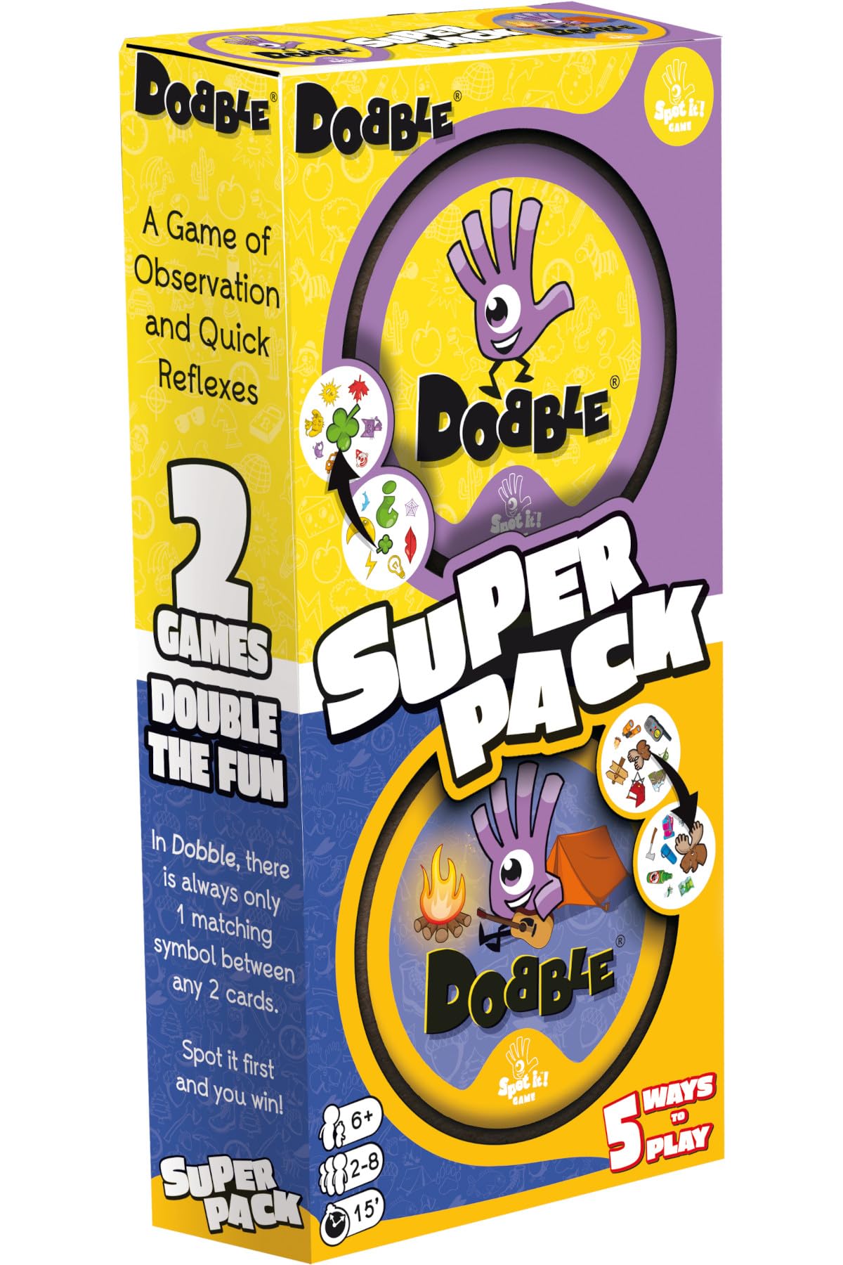 Asmodee Dobble Super Pack (Camping + Classic) Family Card Game for Ages 6 and Up