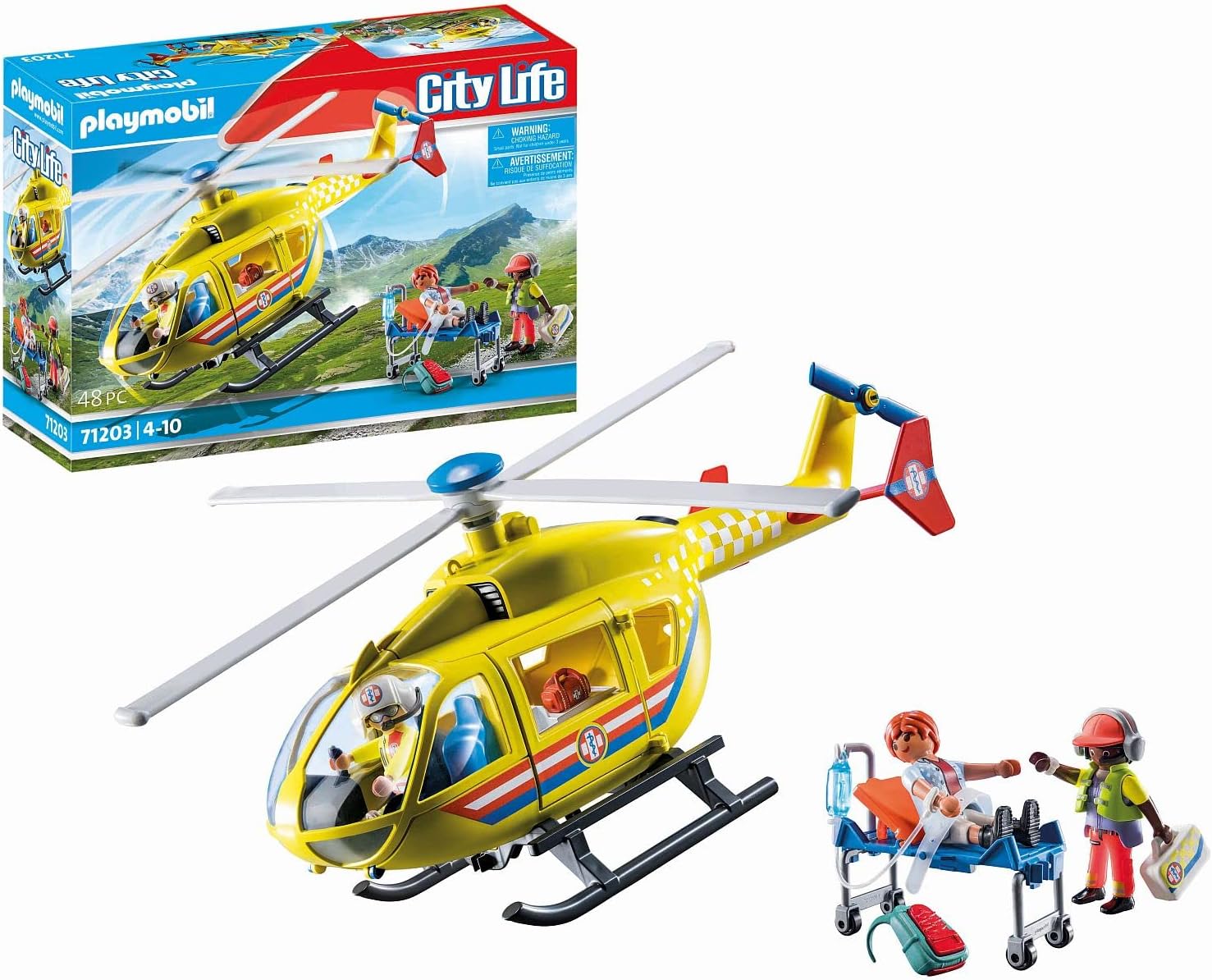 Playmobil 71203 City Life Medical Helicopter - Rescue Vehicle Playset for Kids 4+