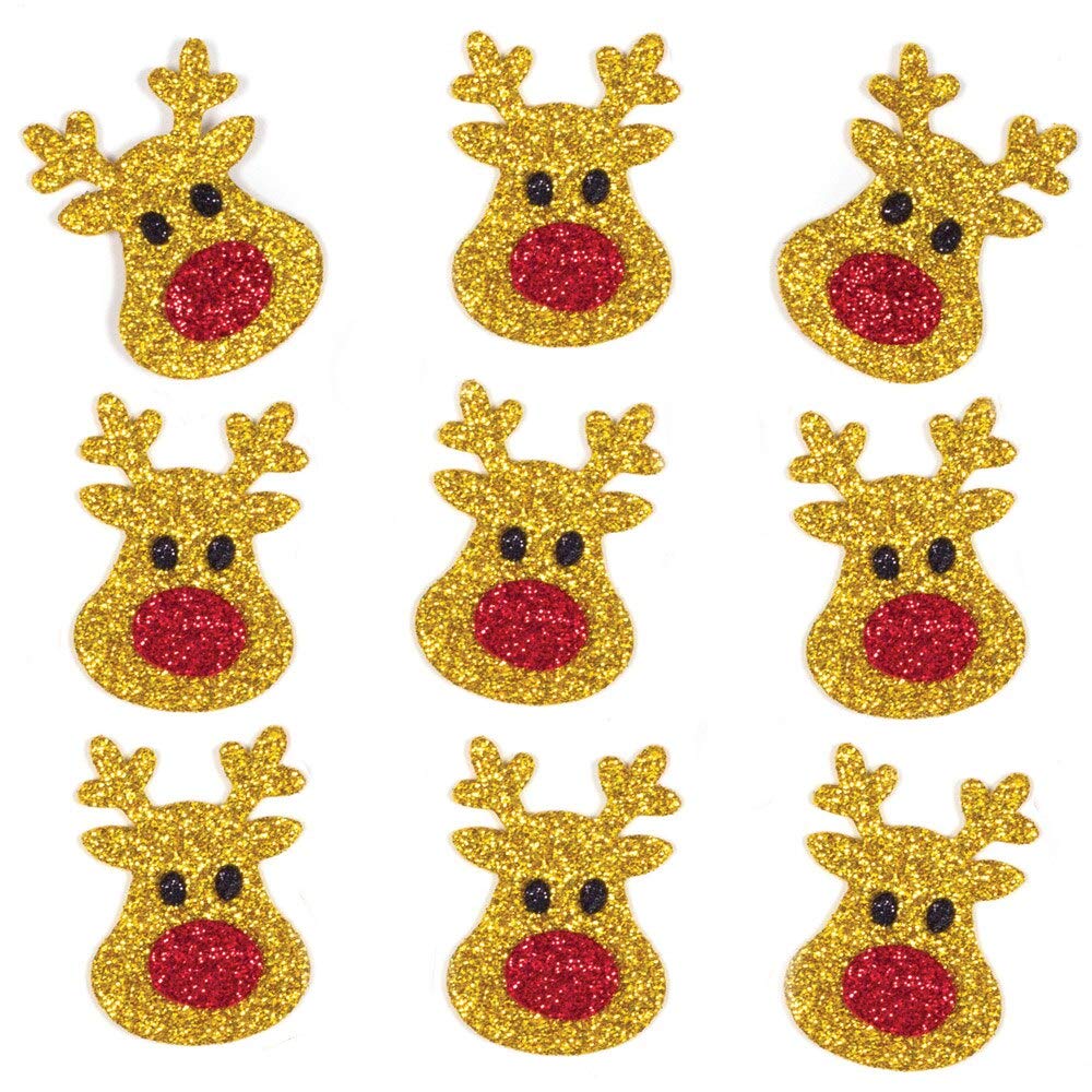 Baker Ross AT177 Reindeer Christmas Glitter Stickers (Pack of 100)