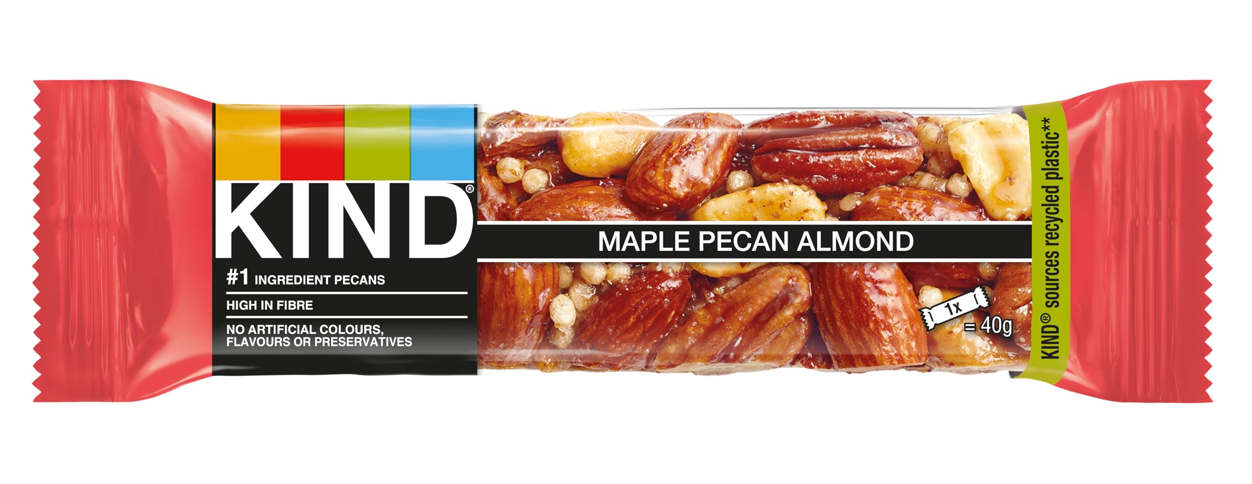 KIND Maple Pecan Almond Gluten Free Snack Bars, High Fibre, No Artificial Ingredients, Multipack 12 x 40g