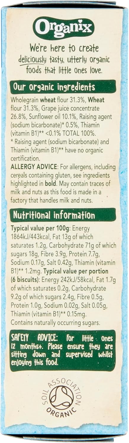 Organix Farm Animal Organic Toddler Snack Biscuits 12+ Months 100g (Pack of 5)