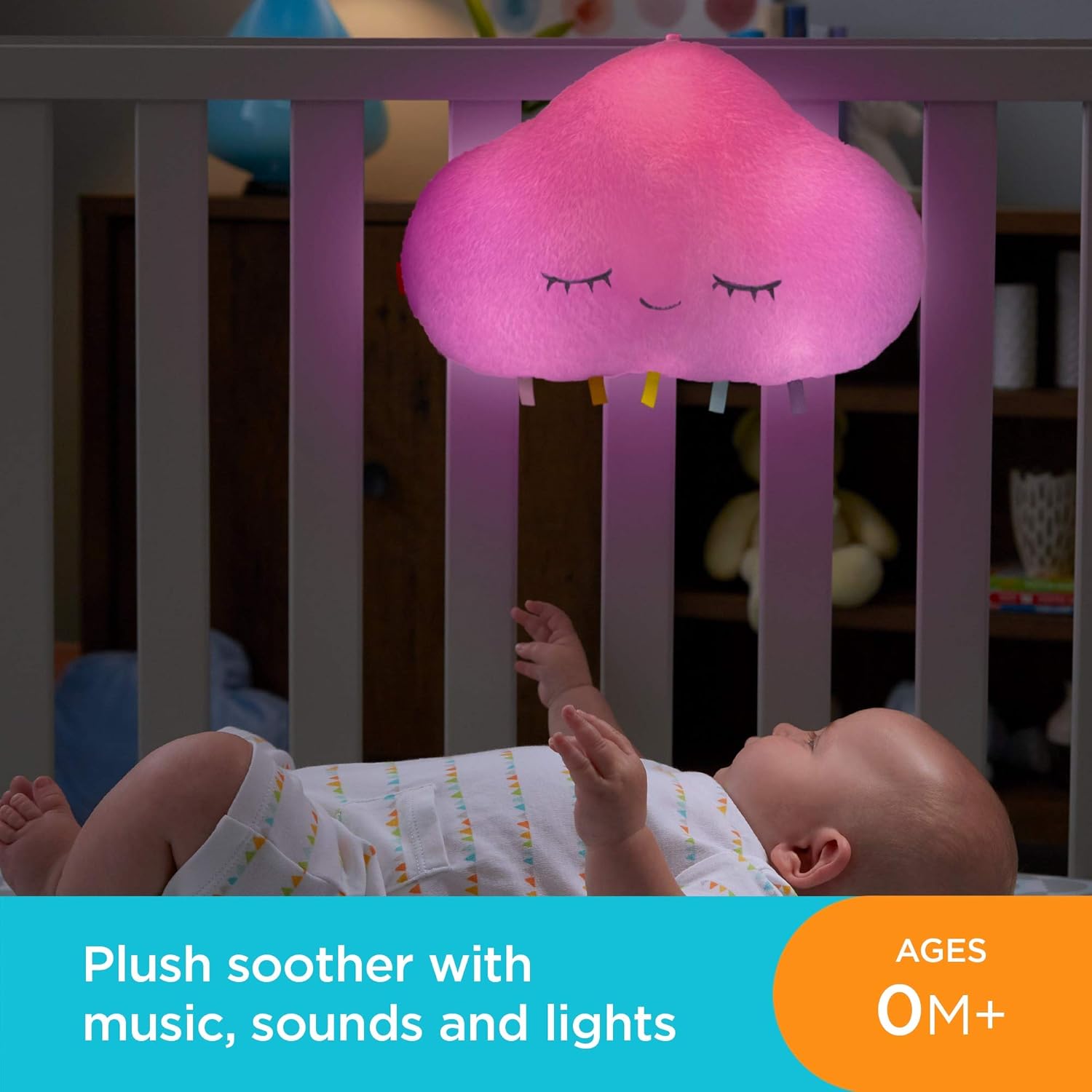 Fisher-Price Twinkle and Cuddle Cloud Soother - Musical Light-Up Plush for Babies