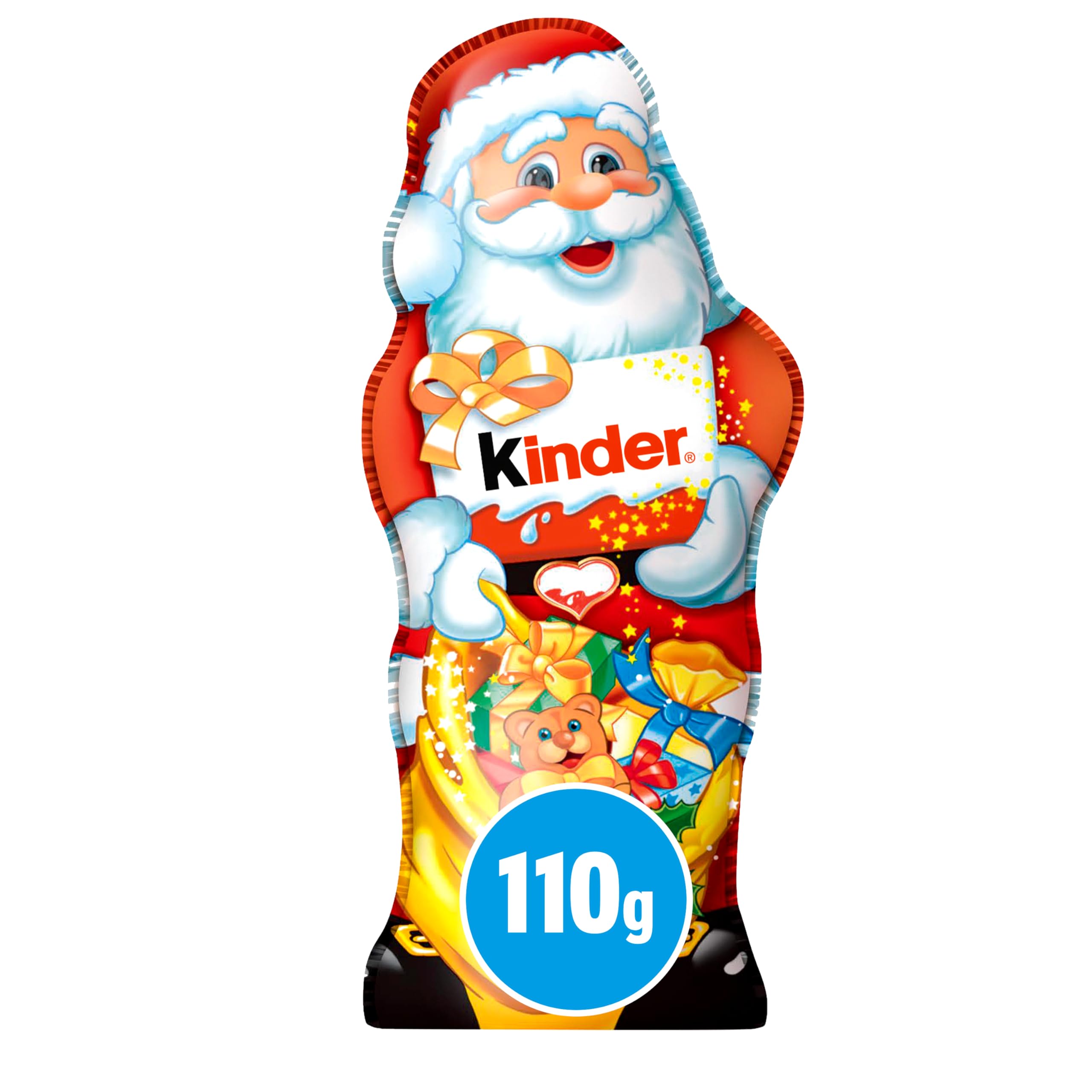 Kinder Milk Chocolate Santa Figure Gift, 110g Festive Chocolate Stocking Filler