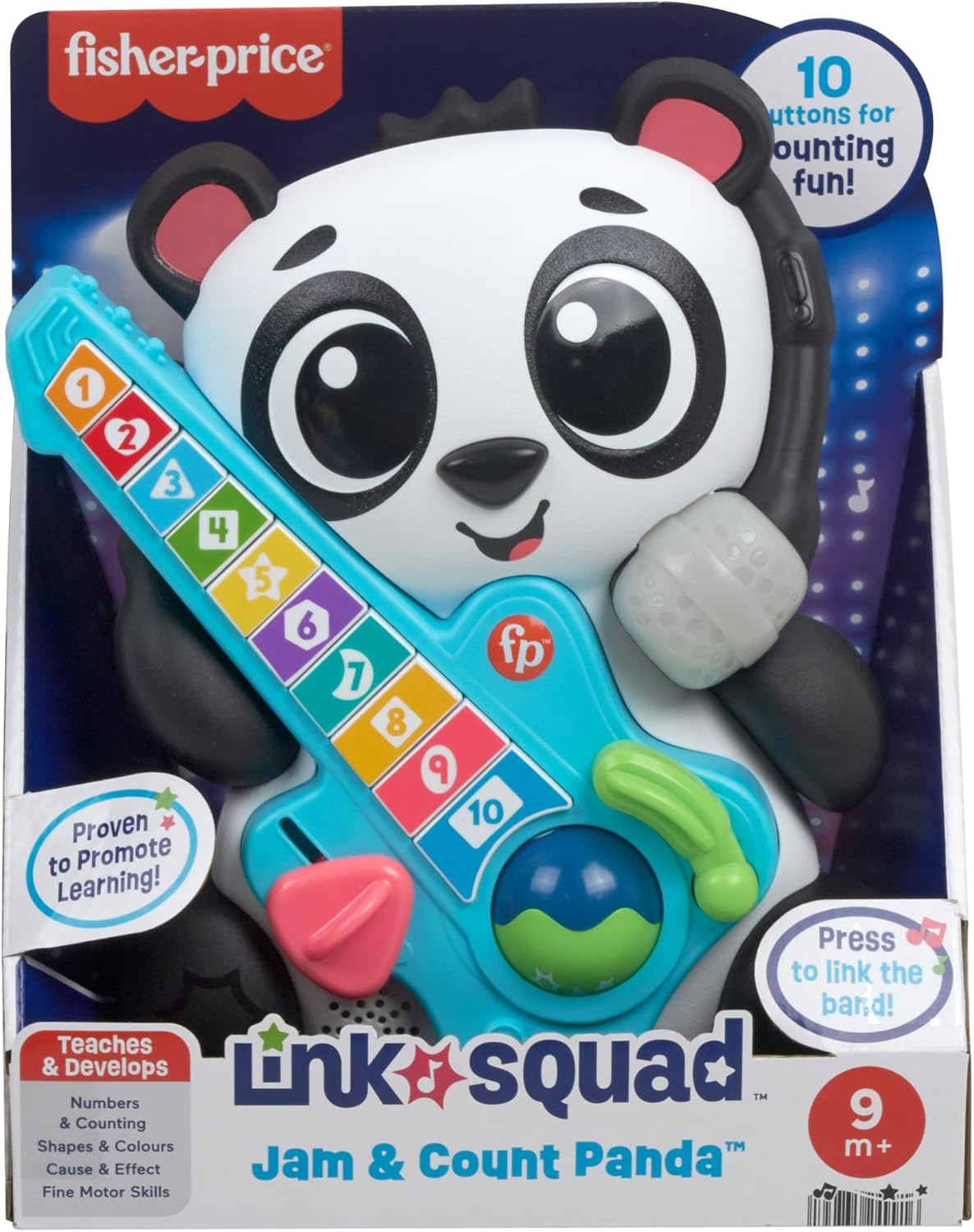 Fisher-Price Link Squad Jam & Count Panda - Musical Learning Toy with Lights & Sounds for Babies 9M+