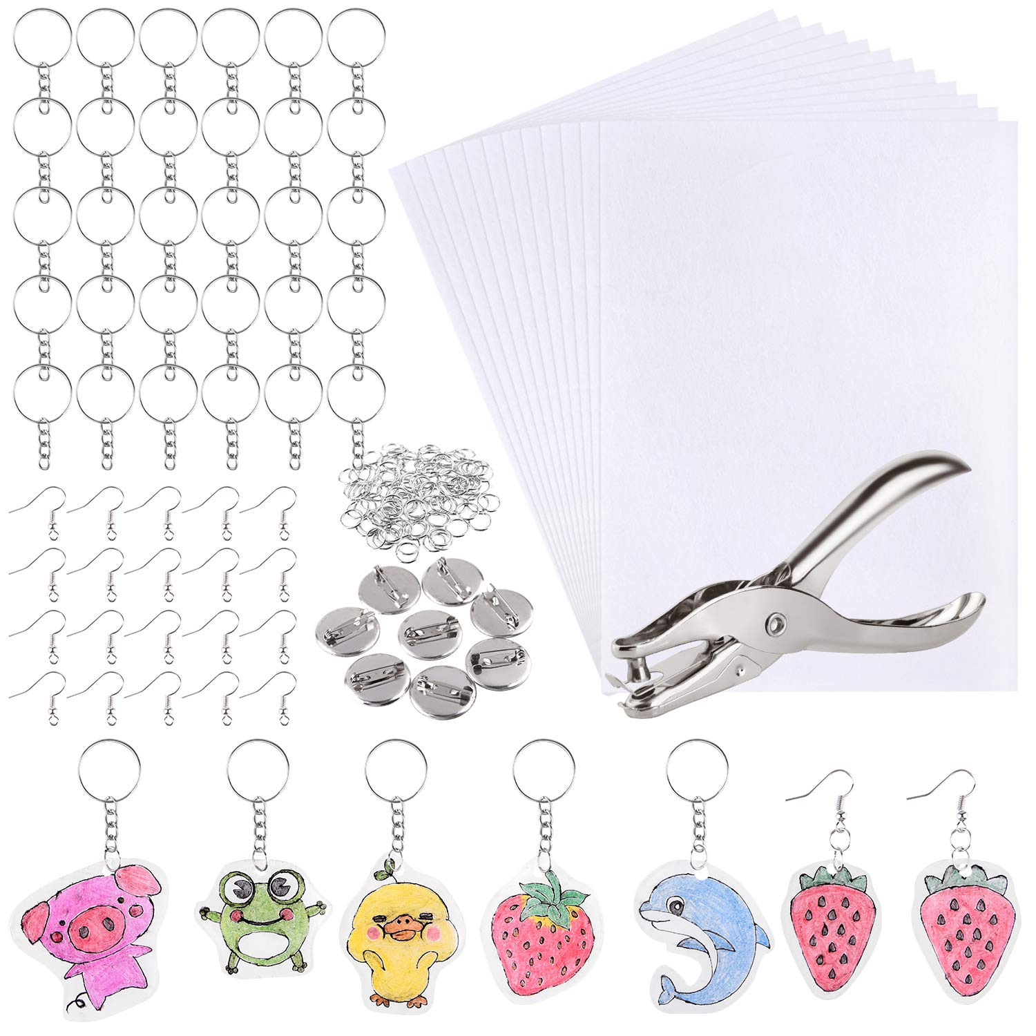 ASTARON 181Pcs Shrinking Plastic Sheets Kit - DIY Craft Kit for Keychains, Earrings & Jewelry for Kids & Adults