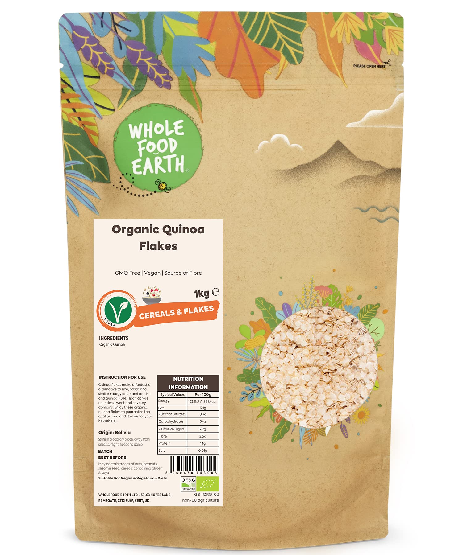 Wholefood Earth Organic Quinoa Flakes (1 kg)
