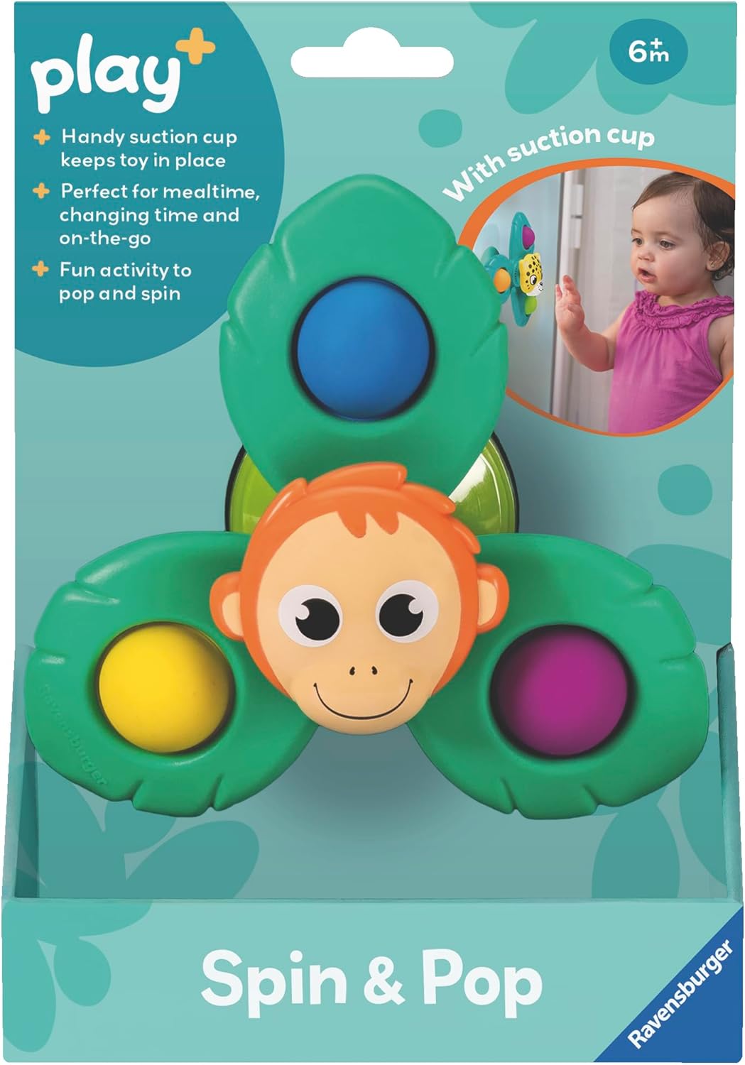 Ravensburger Play+ Spin & Pop Orangutan - Sensory Spinner Toy for Babies 6 Months+